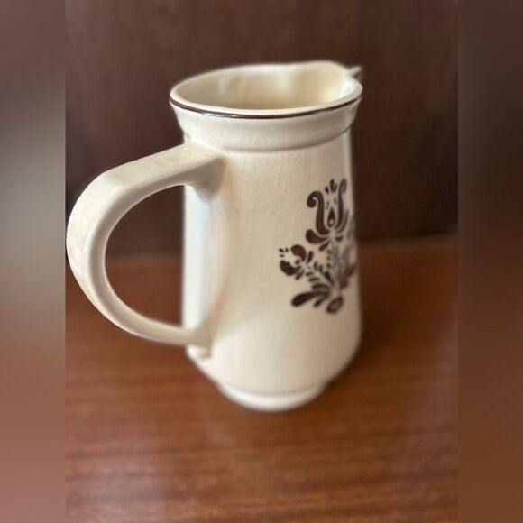 Vintage 1970s Pfaltzgraff Village Cream Pitcher with Brown Floral Design - Picture 5 of 7